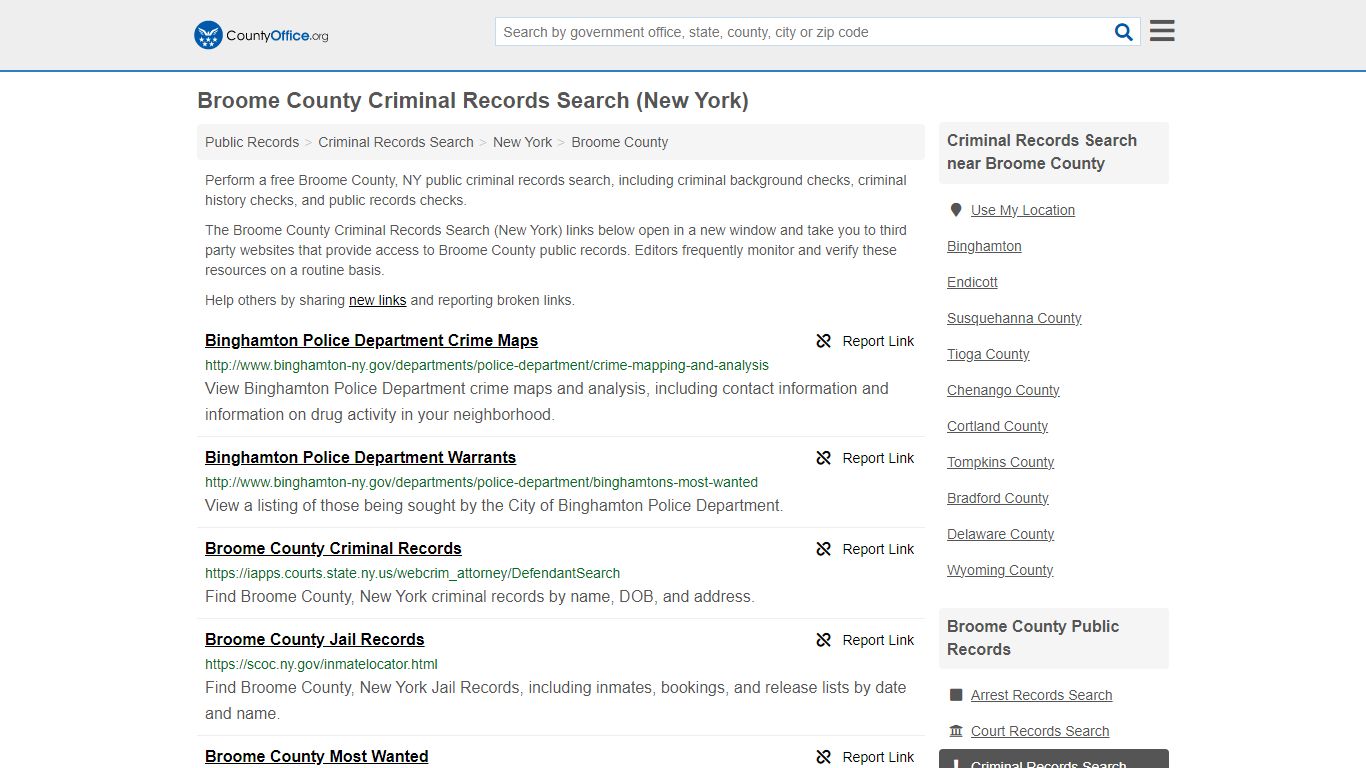 Broome County Criminal Records Search (New York) - County Office